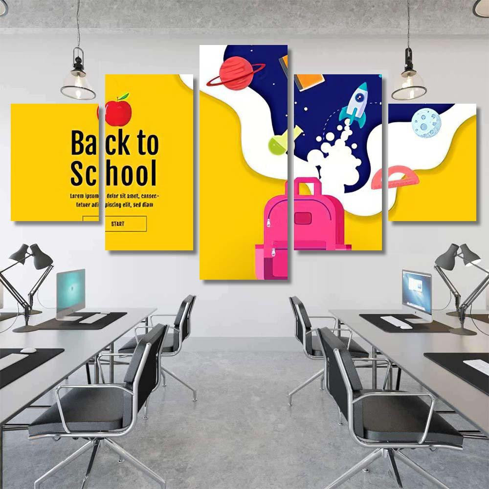 Back School Sale Banner Poster Flat Galaxy Sky and Space Canvas Print Panel Canvas, 3-5 Piece Canvas Art, Multi Panel Canvas Wall Art Poster Canvas Gallery Framed Prints, Canvas