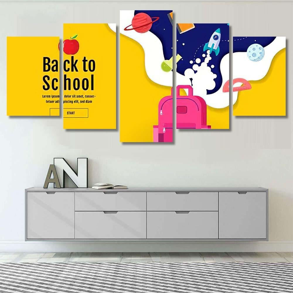 Back School Sale Banner Poster Flat Galaxy Sky and Space Canvas Print Panel Canvas, 3-5 Piece Canvas Art, Multi Panel Canvas Wall Art Poster Canvas Gallery Framed Prints, Canvas