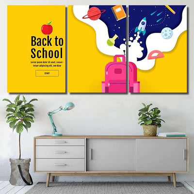 Back School Sale Banner Poster Flat Galaxy Sky and Space Canvas Print Panel Canvas, 3-5 Piece Canvas Art, Multi Panel Canvas Wall Art Poster Canvas Gallery Framed Prints, Canvas