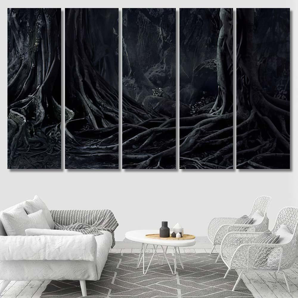 Spooky Halloween Dead Mysterious Forest Creepy 1 - Fantasy Canvas Print Panel Canvas, 3-5 Piece Canvas Art, Multi Panel Canvas Wall Art Poster Canvas Gallery Framed Prints, Canvas