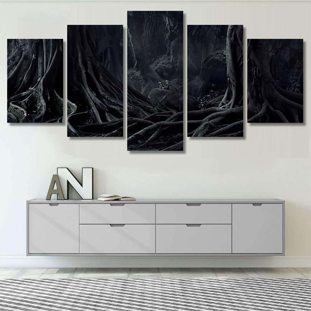 Spooky Halloween Dead Mysterious Forest Creepy 1 - Fantasy Canvas Print Panel Canvas, 3-5 Piece Canvas Art, Multi Panel Canvas Wall Art Poster Canvas Gallery Framed Prints, Canvas