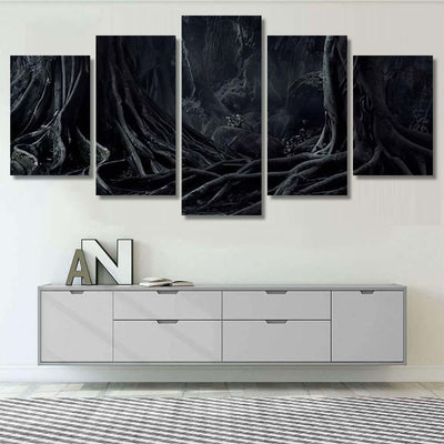 Spooky Halloween Dead Mysterious Forest Creepy 1 - Fantasy Canvas Print Panel Canvas, 3-5 Piece Canvas Art, Multi Panel Canvas Wall Art Poster Canvas Gallery Framed Prints, Canvas