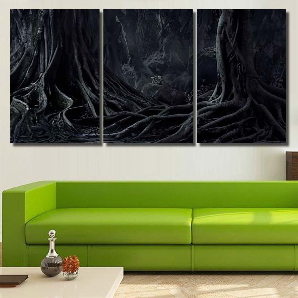 Spooky Halloween Dead Mysterious Forest Creepy 1 - Fantasy Canvas Print Panel Canvas, 3-5 Piece Canvas Art, Multi Panel Canvas Wall Art Poster Canvas Gallery Framed Prints, Canvas