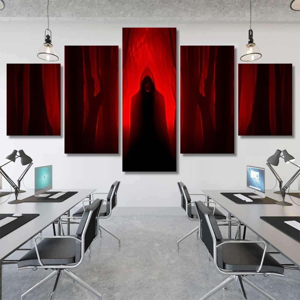 Scary Ghostly Figure Haunted Forest Halloween 1 - Fantasy Canvas Print Panel Canvas, 3-5 Piece Canvas Art, Multi Panel Canvas Wall Art Poster Canvas Gallery Framed Prints, Canvas