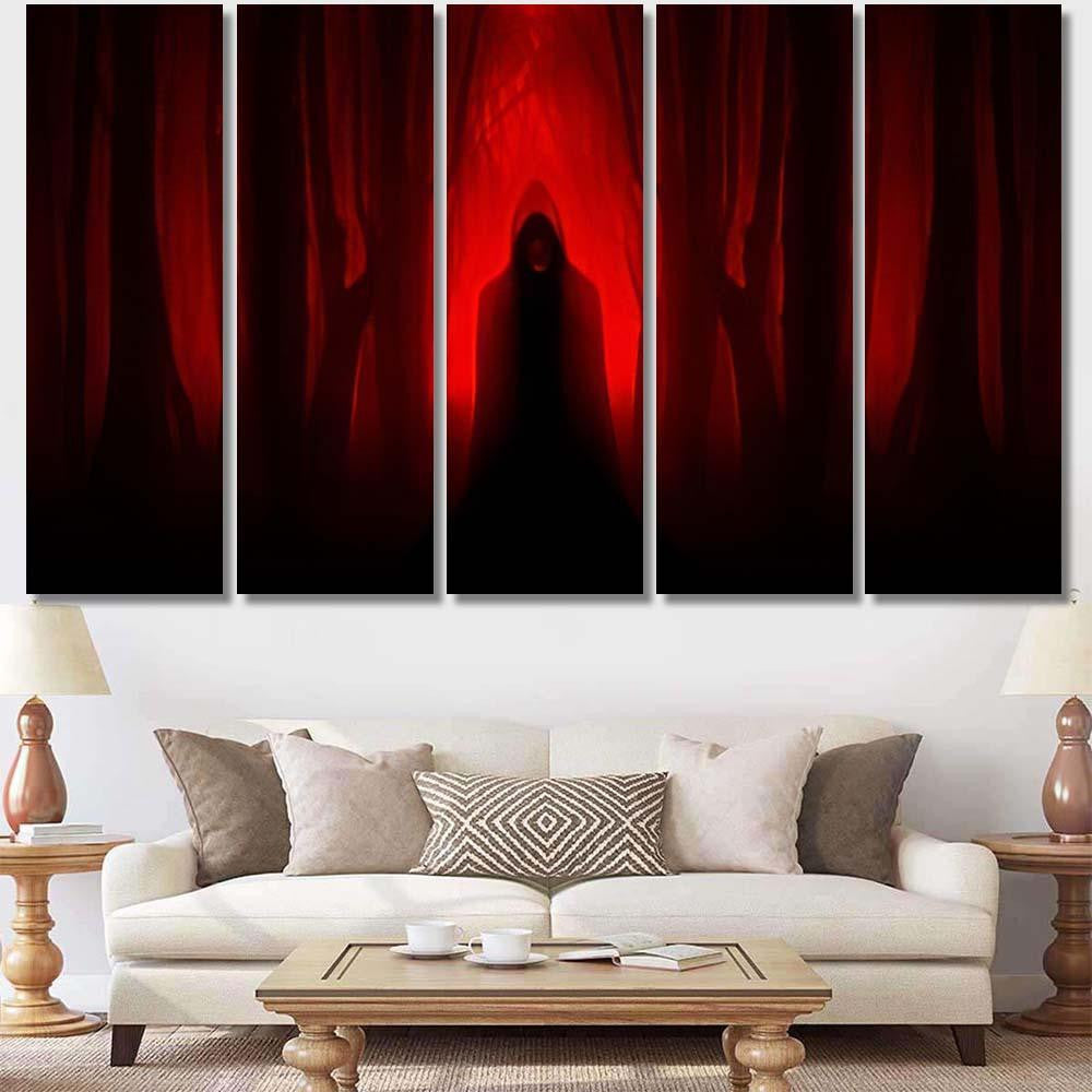 Scary Ghostly Figure Haunted Forest Halloween 1 - Fantasy Canvas Print Panel Canvas, 3-5 Piece Canvas Art, Multi Panel Canvas Wall Art Poster Canvas Gallery Framed Prints, Canvas