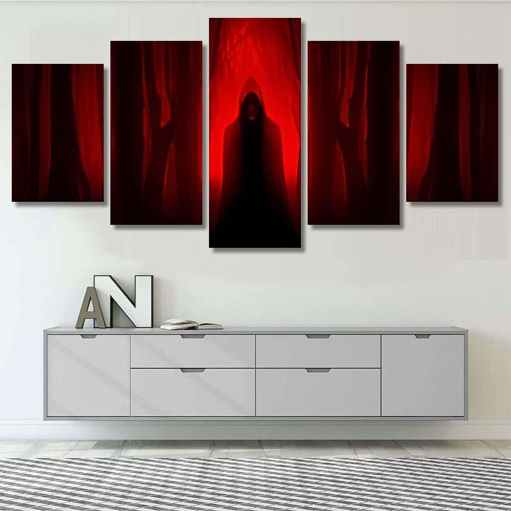 Scary Ghostly Figure Haunted Forest Halloween 1 - Fantasy Canvas Print Panel Canvas, 3-5 Piece Canvas Art, Multi Panel Canvas Wall Art Poster Canvas Gallery Framed Prints, Canvas