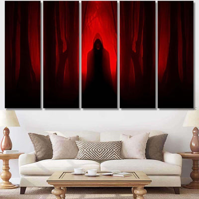 Scary Ghostly Figure Haunted Forest Halloween 1 - Fantasy Canvas Print Panel Canvas, 3-5 Piece Canvas Art, Multi Panel Canvas Wall Art Poster Canvas Gallery Framed Prints, Canvas