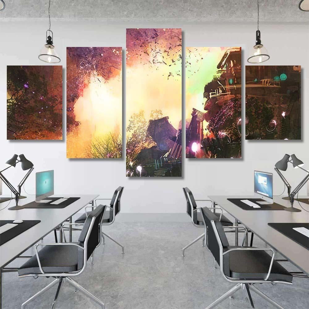 Fantasy Landscape Ancient Castledigital Paintingillustration - Fantasy Canvas Print Panel Canvas, 3-5 Piece Canvas Art, Multi Panel Canvas Wall Art Poster Canvas Gallery Framed Prints, Canvas