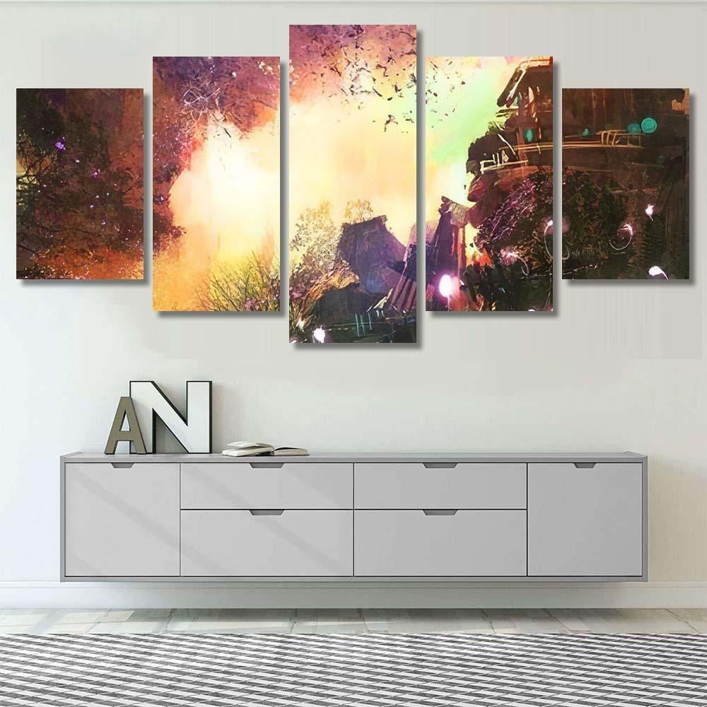 Fantasy Landscape Ancient Castledigital Paintingillustration - Fantasy Canvas Print Panel Canvas, 3-5 Piece Canvas Art, Multi Panel Canvas Wall Art Poster Canvas Gallery Framed Prints, Canvas