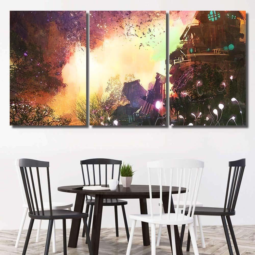 Fantasy Landscape Ancient Castledigital Paintingillustration - Fantasy Canvas Print Panel Canvas, 3-5 Piece Canvas Art, Multi Panel Canvas Wall Art Poster Canvas Gallery Framed Prints, Canvas
