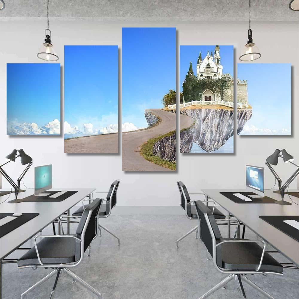 Fantasy Landscape Fairytale Castle Cloudy Day - Fantasy Canvas Print Panel Canvas, 3-5 Piece Canvas Art, Multi Panel Canvas Wall Art Poster Canvas Gallery Framed Prints, Canvas