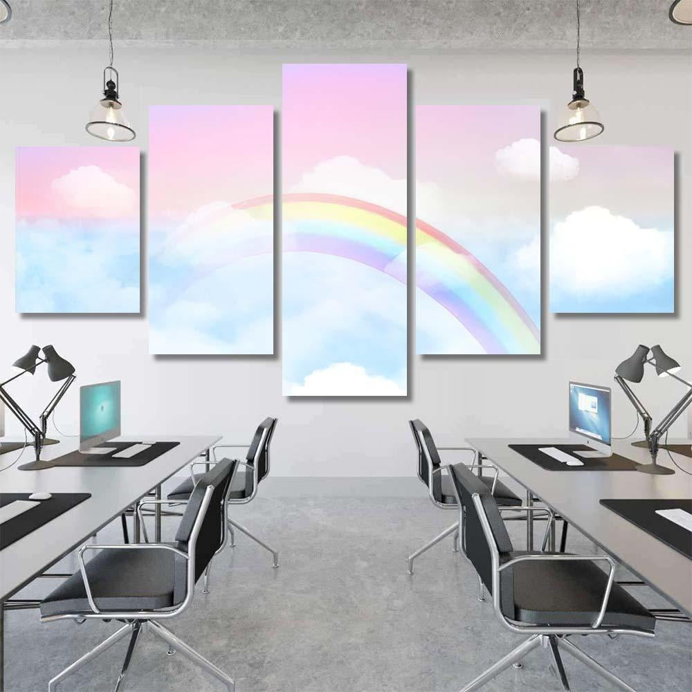 Fantasy Magical Landscape Rainbow On Sky 5 - Fantasy Canvas Print Panel Canvas, 3-5 Piece Canvas Art, Multi Panel Canvas Wall Art Poster Canvas Gallery Framed Prints, Canvas
