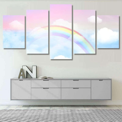 Fantasy Magical Landscape Rainbow On Sky 5 - Fantasy Canvas Print Panel Canvas, 3-5 Piece Canvas Art, Multi Panel Canvas Wall Art Poster Canvas Gallery Framed Prints, Canvas
