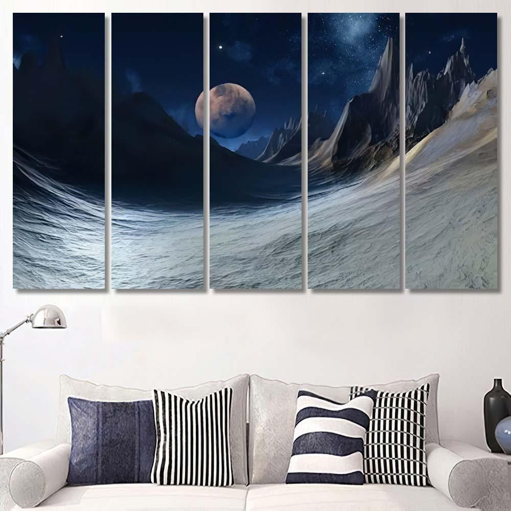 3D Rendered Fantasy Alien Landscape Illustration 1 Galaxy Sky and Space Canvas Print Panel Canvas, 3-5 Piece Canvas Art, Multi Panel Canvas Wall Art Poster Canvas Gallery Framed Prints, Canvas