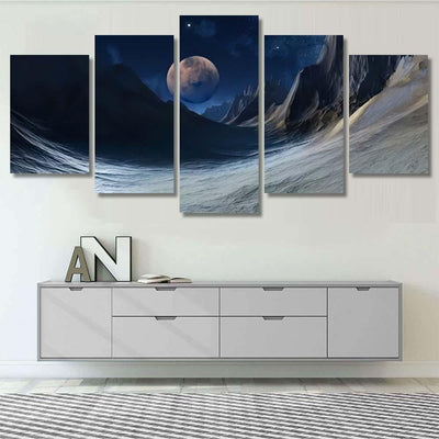 3D Rendered Fantasy Alien Landscape Illustration 1 Galaxy Sky and Space Canvas Print Panel Canvas, 3-5 Piece Canvas Art, Multi Panel Canvas Wall Art Poster Canvas Gallery Framed Prints, Canvas