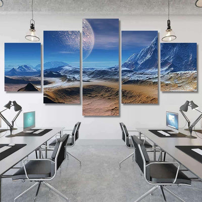 Alien Planet Fantasy Landscape 1 Galaxy Sky and Space Canvas Print Panel Canvas, 3-5 Piece Canvas Art, Multi Panel Canvas Wall Art Poster Canvas Gallery Framed Prints, Canvas