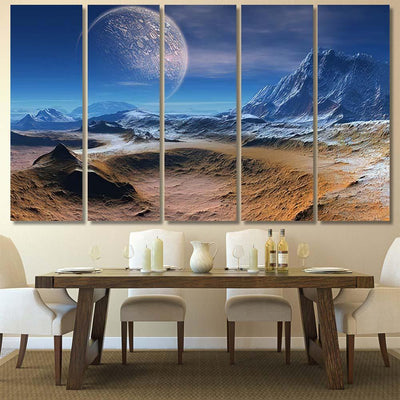 Alien Planet Fantasy Landscape 1 Galaxy Sky and Space Canvas Print Panel Canvas, 3-5 Piece Canvas Art, Multi Panel Canvas Wall Art Poster Canvas Gallery Framed Prints, Canvas