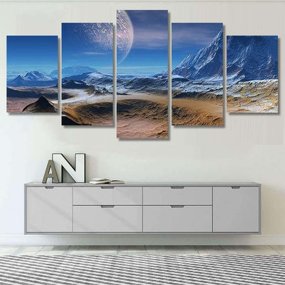 Alien Planet Fantasy Landscape 1 Galaxy Sky and Space Canvas Print Panel Canvas, 3-5 Piece Canvas Art, Multi Panel Canvas Wall Art Poster Canvas Gallery Framed Prints, Canvas