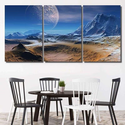 Alien Planet Fantasy Landscape 1 Galaxy Sky and Space Canvas Print Panel Canvas, 3-5 Piece Canvas Art, Multi Panel Canvas Wall Art Poster Canvas Gallery Framed Prints, Canvas