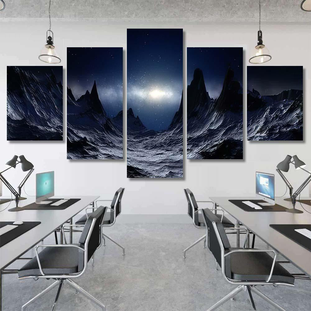 Alien Planet 3D Rendered Landscape 1 Galaxy Sky and Space Canvas Print Panel Canvas, 3-5 Piece Canvas Art, Multi Panel Canvas Wall Art Poster Canvas Gallery Framed Prints, Canvas
