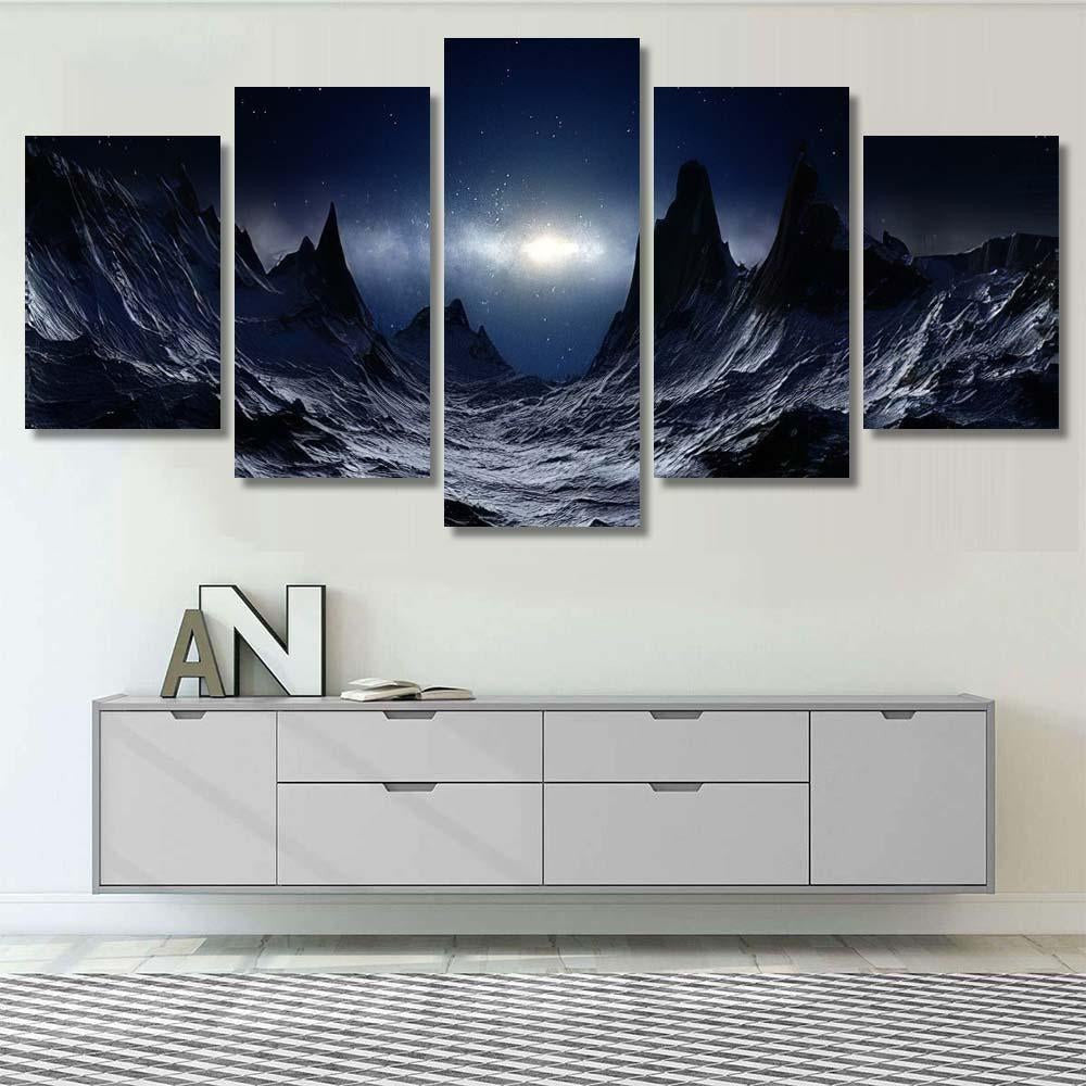 Alien Planet 3D Rendered Landscape 1 Galaxy Sky and Space Canvas Print Panel Canvas, 3-5 Piece Canvas Art, Multi Panel Canvas Wall Art Poster Canvas Gallery Framed Prints, Canvas