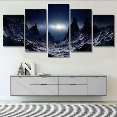 Alien Planet 3D Rendered Landscape 1 Galaxy Sky and Space Canvas Print Panel Canvas, 3-5 Piece Canvas Art, Multi Panel Canvas Wall Art Poster Canvas Gallery Framed Prints, Canvas