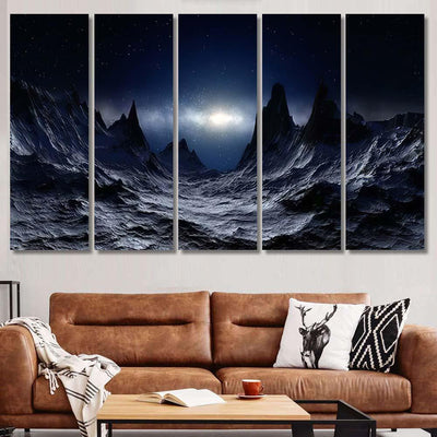 Alien Planet 3D Rendered Landscape 1 Galaxy Sky and Space Canvas Print Panel Canvas, 3-5 Piece Canvas Art, Multi Panel Canvas Wall Art Poster Canvas Gallery Framed Prints, Canvas