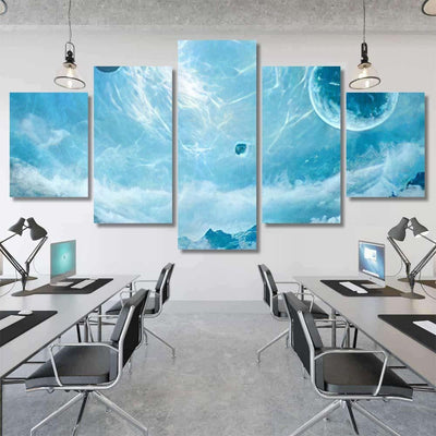 Fantasy Landscape Planets Nebulas 3D Rendering - Fantasy Canvas Print Panel Canvas, 3-5 Piece Canvas Art, Multi Panel Canvas Wall Art Poster Canvas Gallery Framed Prints, Canvas