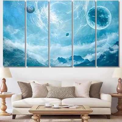 Fantasy Landscape Planets Nebulas 3D Rendering - Fantasy Canvas Print Panel Canvas, 3-5 Piece Canvas Art, Multi Panel Canvas Wall Art Poster Canvas Gallery Framed Prints, Canvas