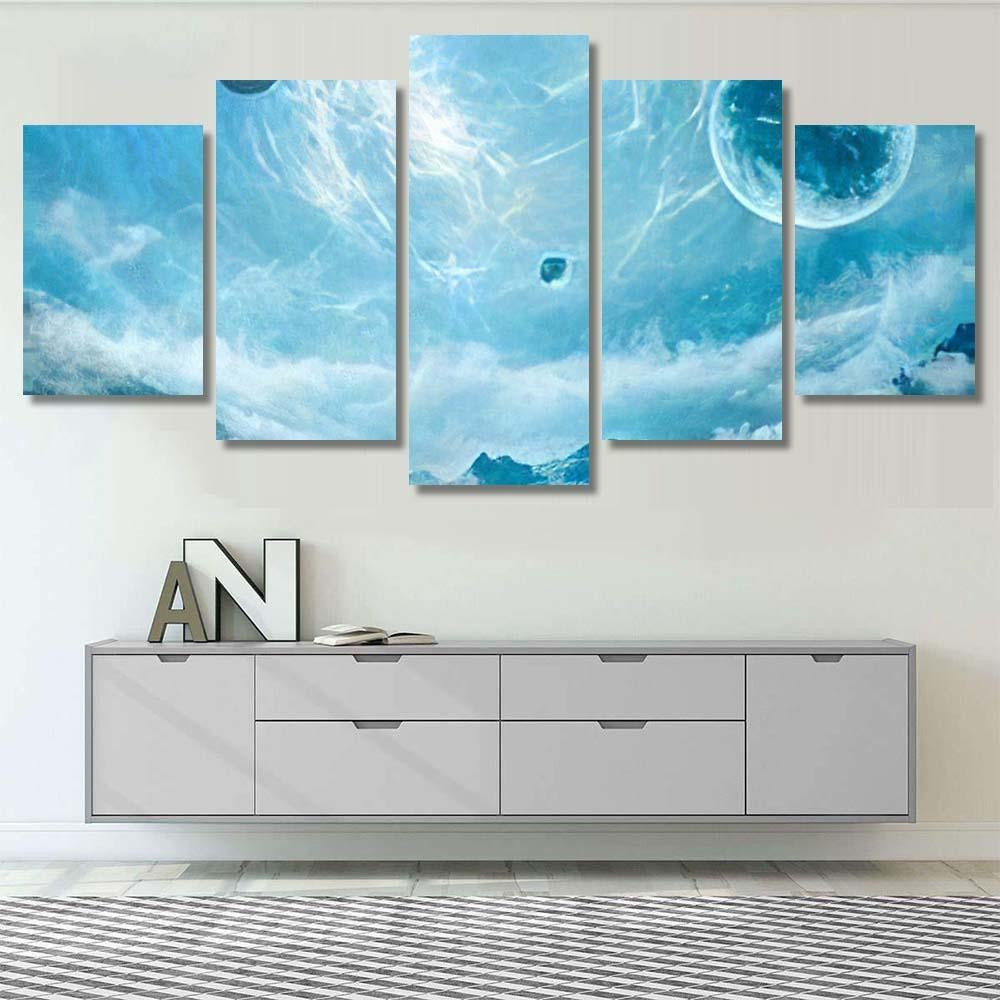 Fantasy Landscape Planets Nebulas 3D Rendering - Fantasy Canvas Print Panel Canvas, 3-5 Piece Canvas Art, Multi Panel Canvas Wall Art Poster Canvas Gallery Framed Prints, Canvas