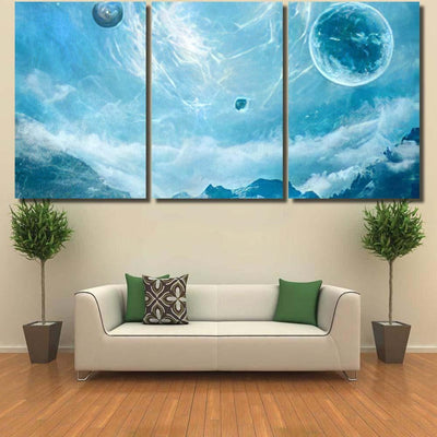 Fantasy Landscape Planets Nebulas 3D Rendering - Fantasy Canvas Print Panel Canvas, 3-5 Piece Canvas Art, Multi Panel Canvas Wall Art Poster Canvas Gallery Framed Prints, Canvas
