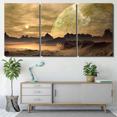 Alien Planet Fantasy Landscape 2 Galaxy Sky and Space Canvas Print Panel Canvas, 3-5 Piece Canvas Art, Multi Panel Canvas Wall Art Poster Canvas Gallery Framed Prints, Canvas