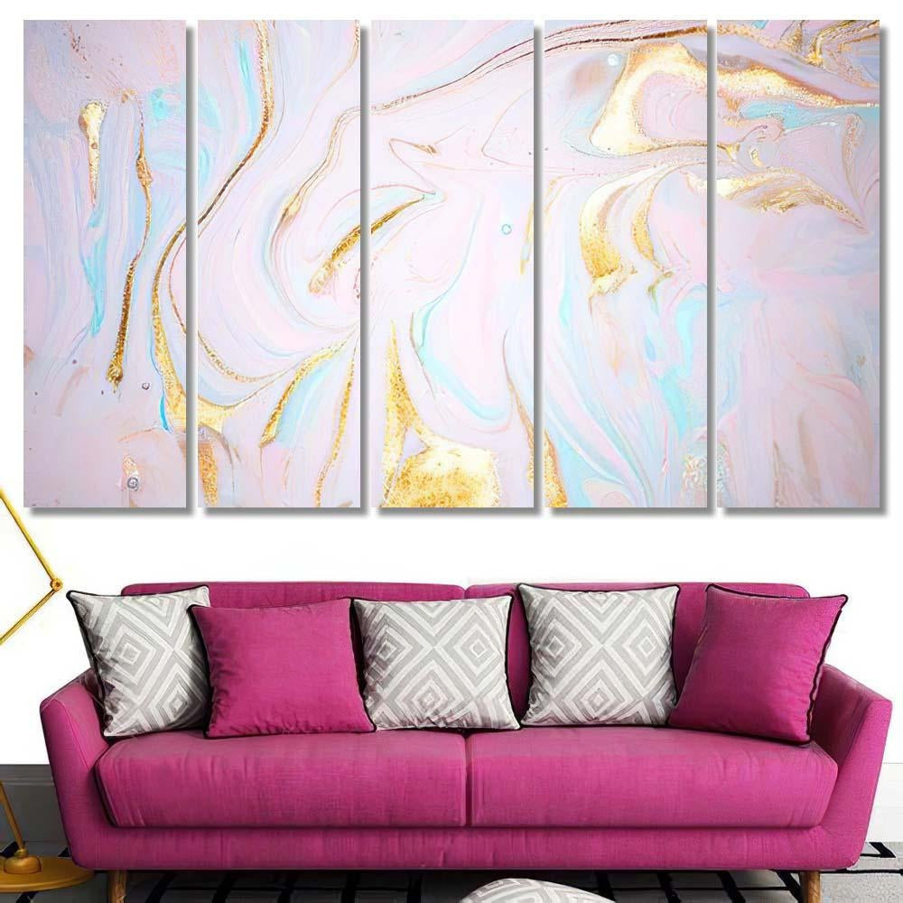 Eastern Technique Pastel Marble Texture Mixed Galaxy Sky and Space Canvas Print Panel Canvas, 3-5 Piece Canvas Art, Multi Panel Canvas Wall Art Poster Canvas Gallery Framed Prints, Canvas