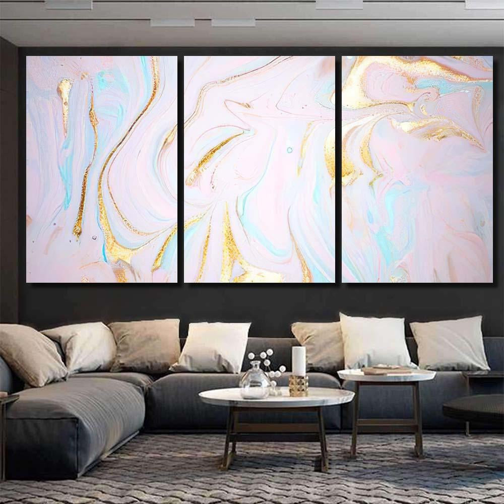 Eastern Technique Pastel Marble Texture Mixed Galaxy Sky and Space Canvas Print Panel Canvas, 3-5 Piece Canvas Art, Multi Panel Canvas Wall Art Poster Canvas Gallery Framed Prints, Canvas