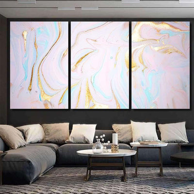 Eastern Technique Pastel Marble Texture Mixed Galaxy Sky and Space Canvas Print Panel Canvas, 3-5 Piece Canvas Art, Multi Panel Canvas Wall Art Poster Canvas Gallery Framed Prints, Canvas