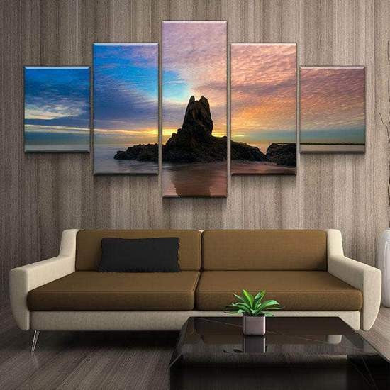 Solitary Rock Mountain Sunset Multi Canvas Wall Art Ideas, Multi Piece Panel Canvas Home Decor Housewarming Gift Ideas Framed Prints, Canvas