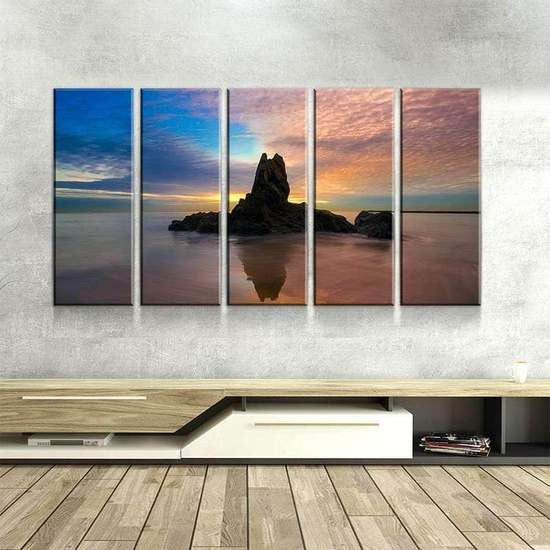 Solitary Rock Mountain Sunset Multi Canvas Wall Art Ideas, Multi Piece Panel Canvas Home Decor Housewarming Gift Ideas Framed Prints, Canvas