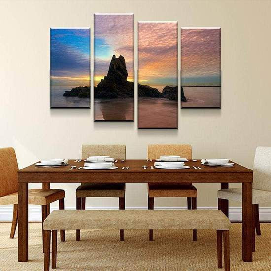 Solitary Rock Mountain Sunset Multi Canvas Wall Art Ideas, Multi Piece Panel Canvas Home Decor Housewarming Gift Ideas Framed Prints, Canvas