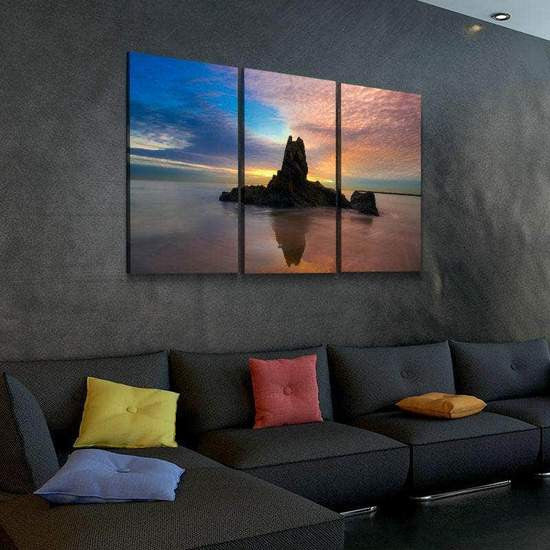 Solitary Rock Mountain Sunset Multi Canvas Wall Art Ideas, Multi Piece Panel Canvas Home Decor Housewarming Gift Ideas Framed Prints, Canvas