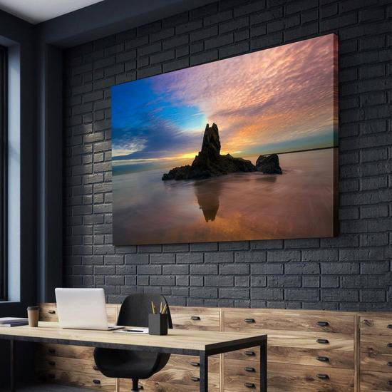 Solitary Rock Mountain Sunset Multi Canvas Wall Art Ideas, Multi Piece Panel Canvas Home Decor Housewarming Gift Ideas Framed Prints, Canvas