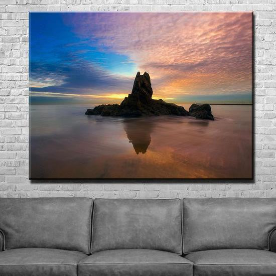 Solitary Rock Mountain Sunset Multi Canvas Wall Art Ideas, Multi Piece Panel Canvas Home Decor Housewarming Gift Ideas Framed Prints, Canvas