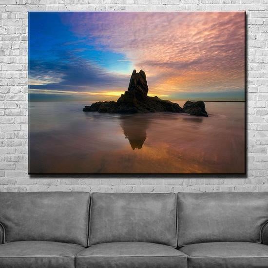 Solitary Rock Mountain Sunset Multi Canvas Wall Art Ideas, Multi Piece Panel Canvas Home Decor Housewarming Gift Ideas Framed Prints, Canvas
