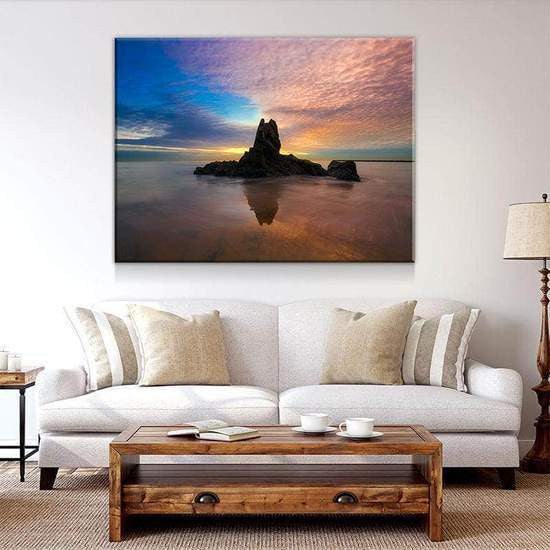 Solitary Rock Mountain Sunset Multi Canvas Wall Art Ideas, Multi Piece Panel Canvas Home Decor Housewarming Gift Ideas Framed Prints, Canvas