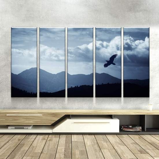 Solitary Rock Mountain Sunset Multi Canvas Wall Art Ideas, Multi Piece Panel Canvas Home Decor Housewarming Gift Ideas Framed Prints, Canvas