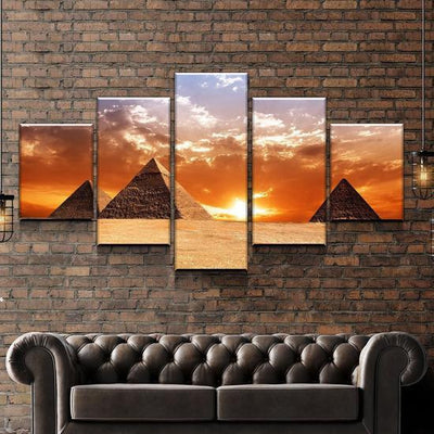 The Great Pyramids at Dawn Sunset Landscape Multi Canvas Wall Art Ideas, Multi Piece Panel Canvas Home Decor Housewarming Gift Ideas Framed Prints, Canvas