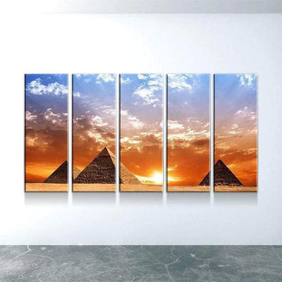The Great Pyramids at Dawn Sunset Landscape Multi Canvas Wall Art Ideas, Multi Piece Panel Canvas Home Decor Housewarming Gift Ideas Framed Prints, Canvas