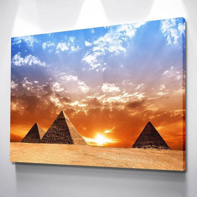 The Great Pyramids at Dawn Sunset Landscape Multi Canvas Wall Art Ideas, Multi Piece Panel Canvas Home Decor Housewarming Gift Ideas Framed Prints, Canvas