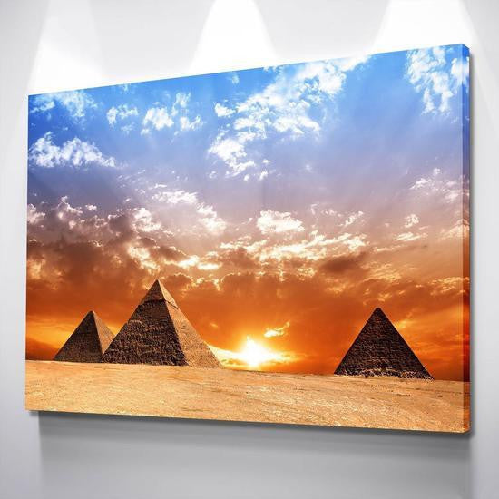The Great Pyramids at Dawn Sunset Landscape Multi Canvas Wall Art Ideas, Multi Piece Panel Canvas Home Decor Housewarming Gift Ideas Framed Prints, Canvas