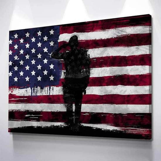 USA Flag America's Heroes Multi Canvas Wall Art Ideas, Multi Piece Panel Canvas Home Decor Housewarming Gift Ideas Framed Prints, Canvas