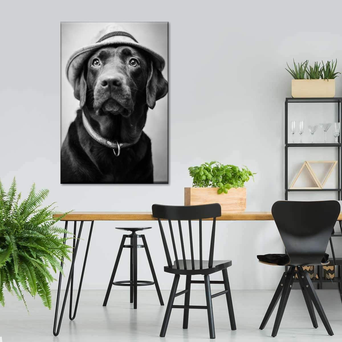 Detective Labrador Black Lab Dog Puppy Multi Canvas Wall Art Ideas, Multi Piece Panel Canvas Home Decor Housewarming Gift Ideas Framed Prints, Canvas